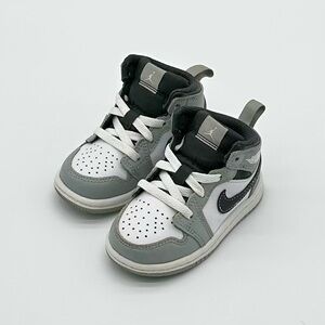 Jordan 1 Mid TD Light Smoke Grey Hightop Sneakers | Infant Toddler kid Size 5C